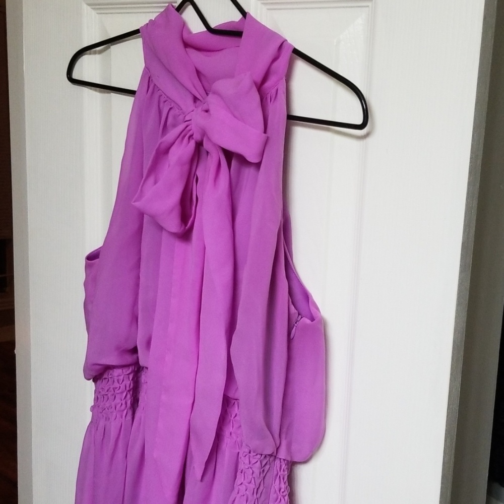 Purple Flowy Dress with Neck Bow
